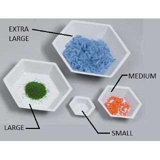 Hexagonal Weighing Boats, W H127 WA 250, 127mm, extra large, White Anti static, pack of 250 Science Lab Weighing Dishes