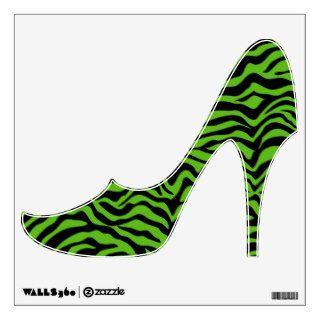 Lime Green and Black Animal Print Shoe Wall Decal