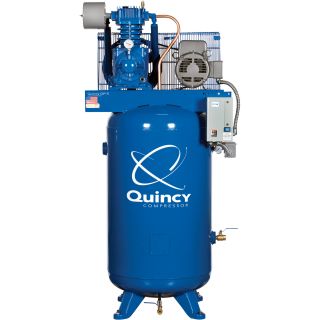 Quincy QP Pressure Lubricated Reciprocating Compressor — 7.5 HP, 230 Volt, 3 Phase, 80 Gallon Vertical, Model# 373DS80VCA23  20   29 CFM Air Compressors