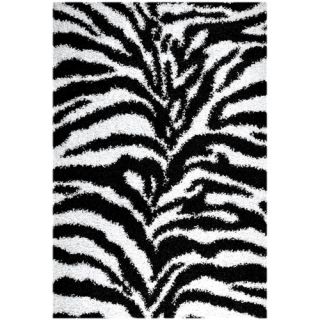 Ultimate Shaggy Black/Ivory Animal Print Zebra Rug