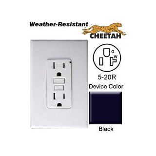 Leviton W7899 TCE 15A 125V Weather Resistant Decora Plus Cheetah Duplex GFCI Receptacle   Black (Contractor Pack of 10)   Electrical Outlets  