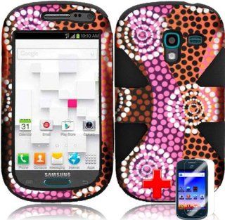 Samsung Galaxy Exhibit T599 (T Mobile) 2 Piece Silicon Soft Skin Hard Plastic Image Case Cover, White Spot Circle Abstract Color Background+ LCD Clear Screen Saver Protector Cell Phones & Accessories