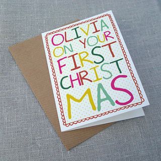 personalised baby's first christmas card by sarah catherine designs