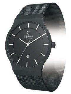 Obaku Men's V123GBBMB  Black Titanium Coated Steel Date Watch Watches