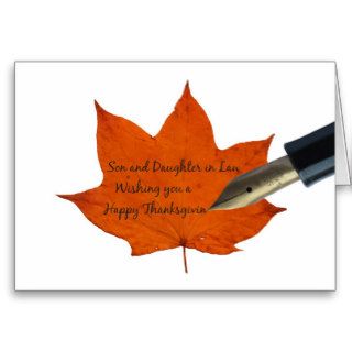 Son and Daughter in Law  thanksgiving maple leaf c Greeting Cards