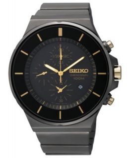 Seiko Watch, Mens Chronograph Black Ion Finish Stainless Steel Bracelet 44mm SNDD59   Watches   Jewelry & Watches
