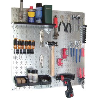 Wall Control Industrial Metal Pegboard — Galvanized Metal, Three 16in. x 32in. Panels, Model# 35-P-3248GV  Pegboards