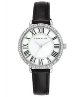 Anne Klein Womens Silver Tone Adjustable Bracelet Watch 34mm AK/1625BKSV   Watches   Jewelry & Watches