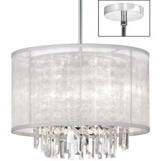 Dainolite 15123 PC 119 3 Light Clear Crystal Pendant with White Shade   Polished Chrome   Ceiling Pendant Fixtures