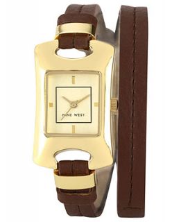Nine West Watch, Womens Brown Double Wrap Polyurethane Strap 24x20mm NW 1312CHBN   Watches   Jewelry & Watches