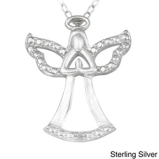 DB Designs Sterling Silver Diamond Accent Praying Angel Silhouette Necklace DB Designs Diamond Necklaces