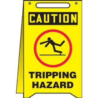 Accuform Signs MF118 Plastic Free Standing Fold Ups Floor Safety Sign, Legend "CAUTION TRIPPING HAZARD" with Graphic, 12" Width x 20" Height x 0.125" Thickness, Black/Red on Yellow Industrial Warning Signs Industrial & Scient
