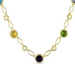 Miadora 18k Gold Overlay Created Multi gemstone Fashion 16 inch Necklace Miadora Gemstone Necklaces