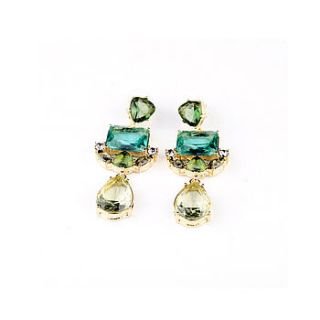 green statement drop earrings by anna lou of london