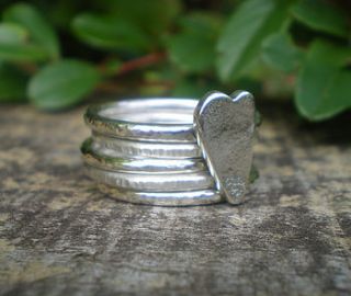 silver heart stacking rings by love silver