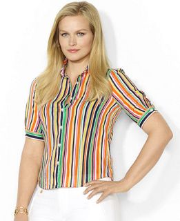 Lauren Ralph Lauren Plus Size Short Sleeve Striped Shirt   Tops   Plus Sizes