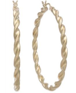14k Gold Earrings, Large Flat Hammered Hoop   Earrings   Jewelry & Watches