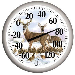 Springfield 90007 114 13.25" Winter Deer Low Profile Patio Thermometer   Outdoor Thermometers