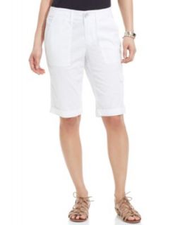 DKNY Jeans Skinny Denim Bermuda Shorts, White Wash   Shorts   Women