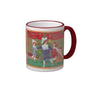 Vintage Christmas, Edwardian children dancing Coffee Mug