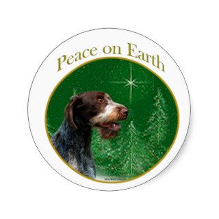 German Wirehaired Pointer Peace Round Stickers