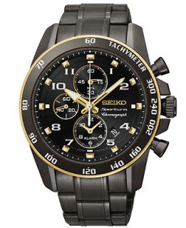 Seiko Watch, Mens Chronograph Sportura Black Ion Finished Stainless Steel Bracelet 42mm SNAF34   Watches   Jewelry & Watches
