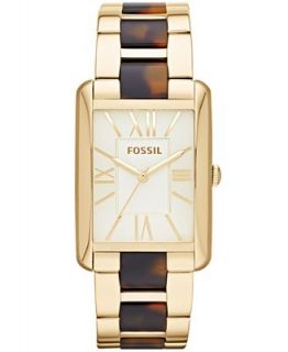 Fossil Womens Florence Tortoise Acetate and Gold Tone Stainless Steel Bracelet Watch 33x30mm ES3324   Watches   Jewelry & Watches