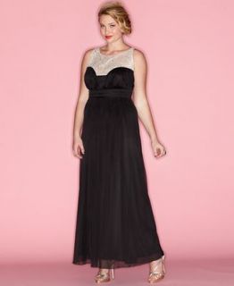 Trixxi Plus Size Dress, Sleeveless Illusion Maxi Empire   Dresses   Plus Sizes