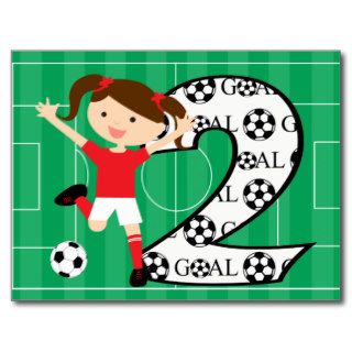 2nd Birthday Soccer Girl Red and White Post Cards
