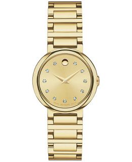 Movado Womens Swiss Concerto Diamond Accent Gold Tone Stainless Steel Bracelet Watch 27mm 0606791   Watches   Jewelry & Watches