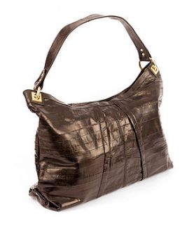 handmade ethical eel skin slouch tote by makki