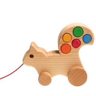 wooden squirrel pull along toy by nic nac noo