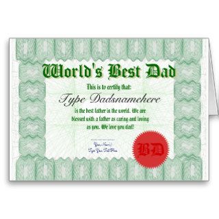 Make a World's Best Dad Certicate Award Card
