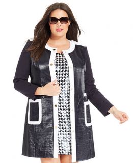 MICHAEL Michael Kors Plus Size Faux Leather Colorblocked Coat   Coats   Plus Sizes