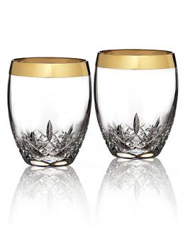 Waterford Barware, Lismore Essence Wide Gold Set of 2 Double Old Fashioned  