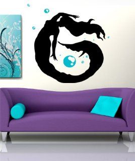 Vinyl Wall Decal Mermaid Swimming Bubbles GFoster109   Other Products