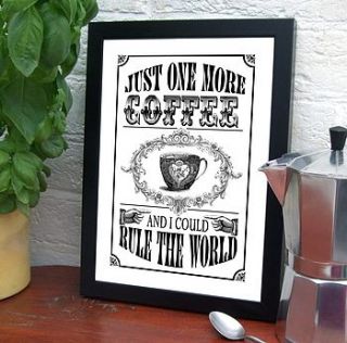 vintage style kitchen coffee lover's print by fizzy lemonade