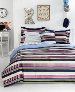 CLOSEOUT Tommy Hilfiger Bedding, Brookfield Stripe Full/Queen Comforter Set   Bedding Collections   Bed & Bath