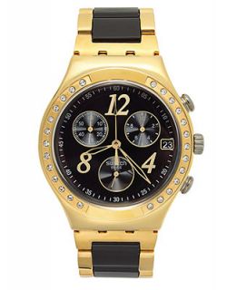 Swatch Watch, Unisex Swiss Chronograph Dreamnight Yellow Black Nylon and Gold PVD Stainless Steel Bracelet 40mm YCG405G   Watches   Jewelry & Watches