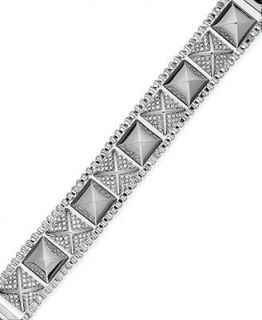 Juicy Couture Bracelet, Silver Tone Pave Stud and Box Chain Bracelet   Fashion Jewelry   Jewelry & Watches