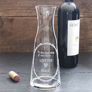 personalised wedding wine carafe by becky broome