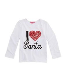 Haven Girl I Love Santa Tee, White, Sizes 2 6X