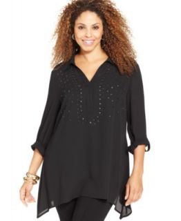 Soprano Plus Size Batwing Sleeve Sheer Top   Tops   Plus Sizes