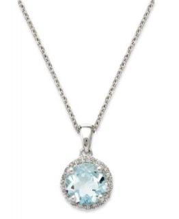 14k White Gold Necklace, Aquamarine (1 5/8 ct. t.w.) and Diamond Accent Pendant   Necklaces   Jewelry & Watches