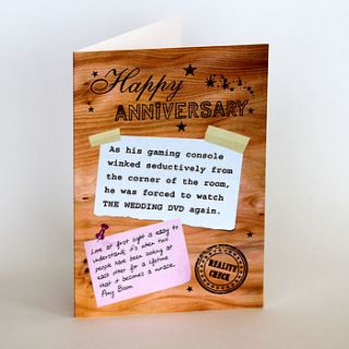 reality check 'happy anniversary' card by 2by2 creative