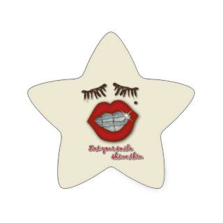 Shiny Braces, Red Lips, Mole, and Thick Eyelashes Star Sticker