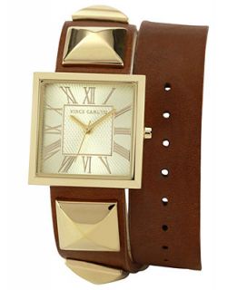 Vince Camuto Watch, Womens Brown Pony Hair Leather Double Wrap Strap 27mm VC 5028CHBN   Watches   Jewelry & Watches