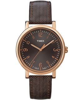 Timex Womens Premium Originals Classic Brown Tweed Pattern Leather Strap Watch 38mm T2P213AB   Watches   Jewelry & Watches