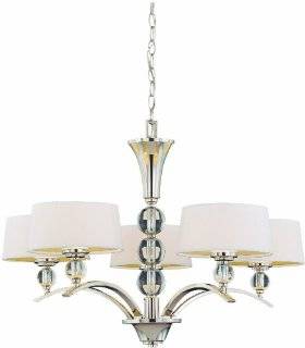 Savoy House Lighting 1 1035 5 109 Murren Collection 5 Light Single Tier Chandelier, Polished Nickel with White Shades     