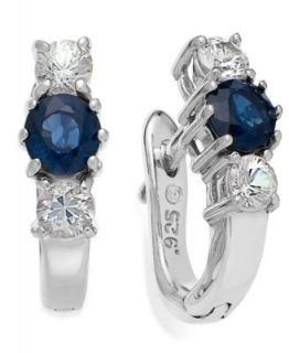 Sterling Silver Earrings, Blue and White Sapphire Channel Set Earrings (3 ct. t.w.)   Earrings   Jewelry & Watches